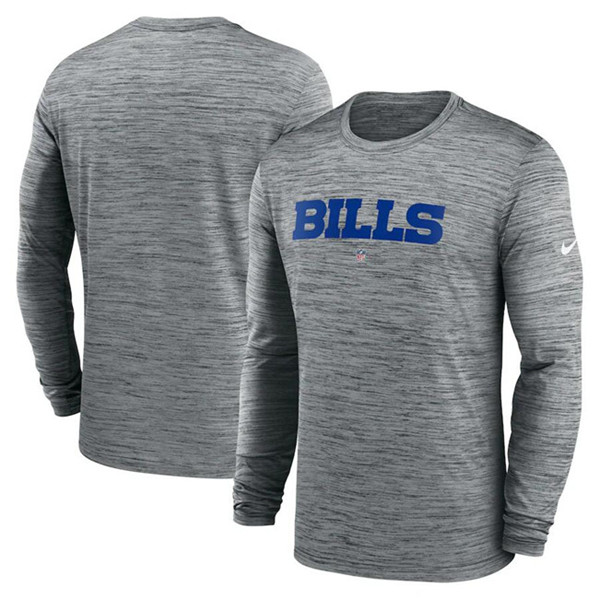 Buffalo Bills Heather Gray Sideline Team Velocity Performance Long Sleeve T-Shirt